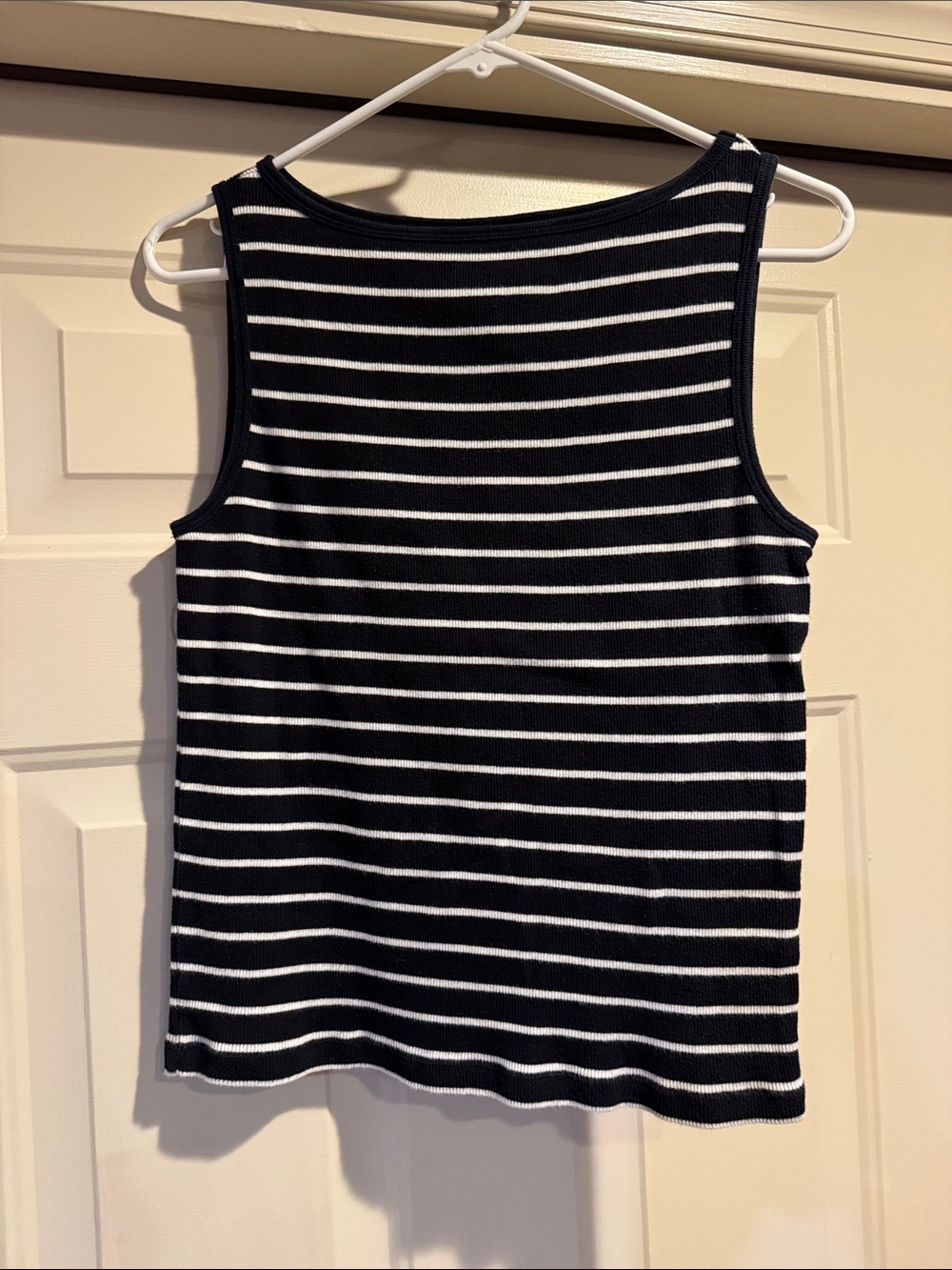 Bass Black and White Striped Knit Tank Top